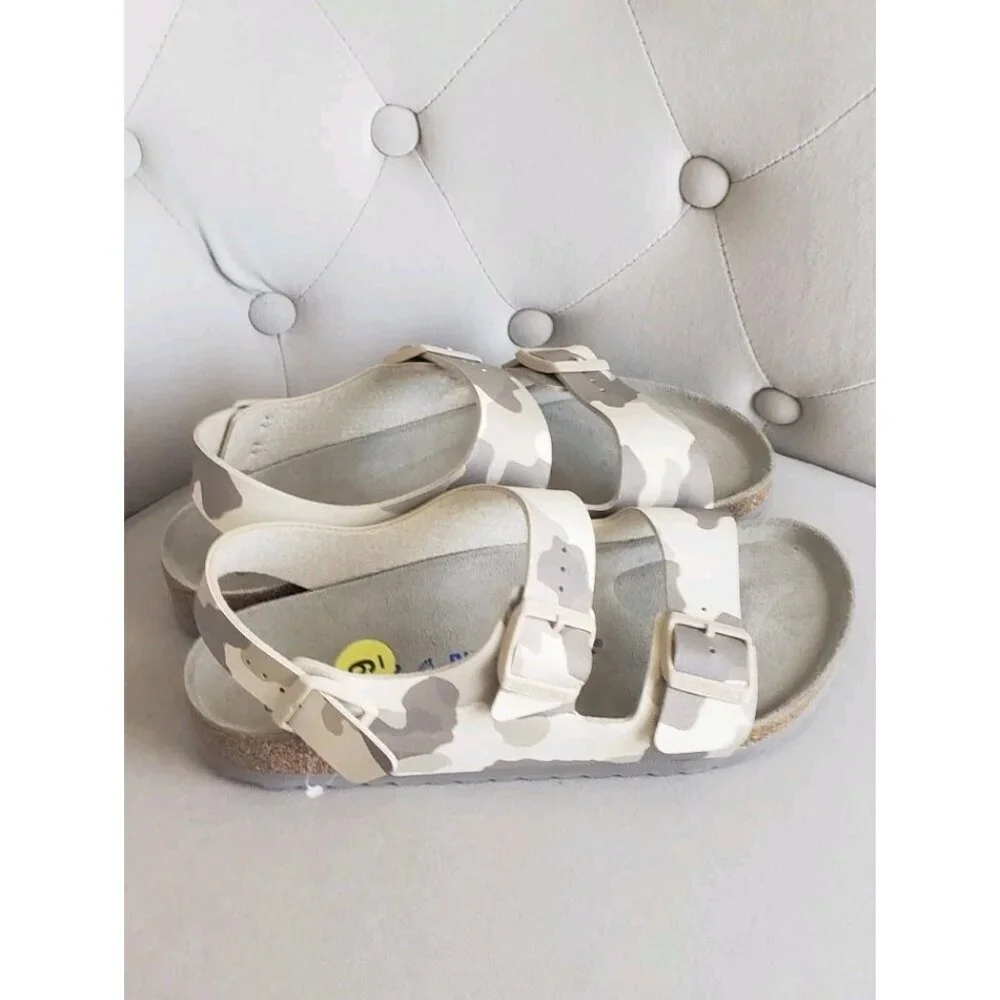 NEW BIRKENSTOCK MILANO SOFT FOOTBED BIRKO-FLOR DESERT SOIL GRAY/TAUPE SZ 9 US - Picture 6 of 11